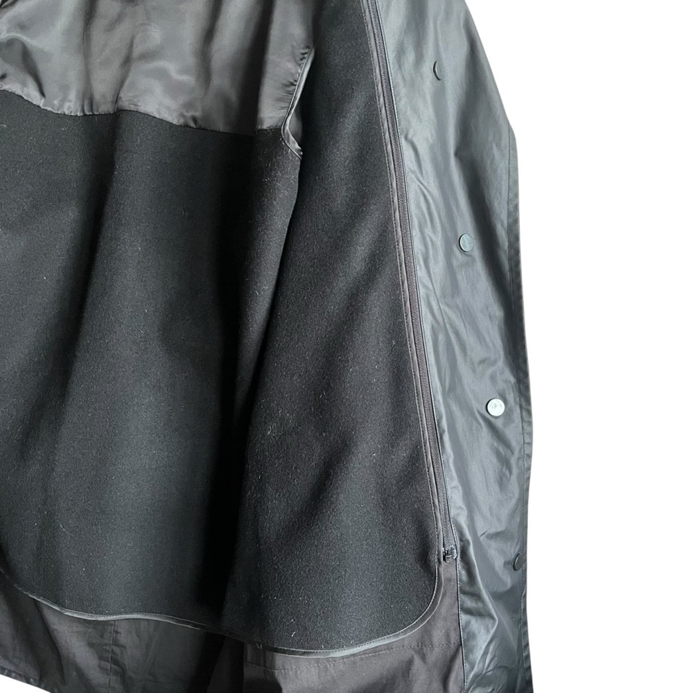 Tess Giberson Asymmetrical Zip Rain Jacket Black Nylon Shell Size 2 - Picture 13 of 14